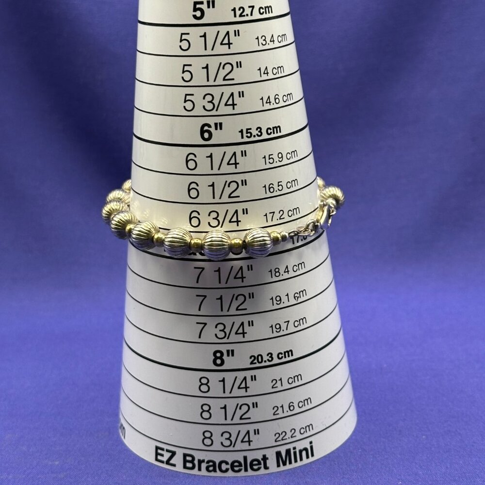 Sterling Silver Fluted Bead Bracelet - Picture 9 of 15
